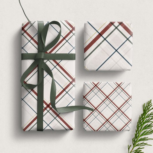 Christmas plaid classic elagant off white holiday inpakpapier vel