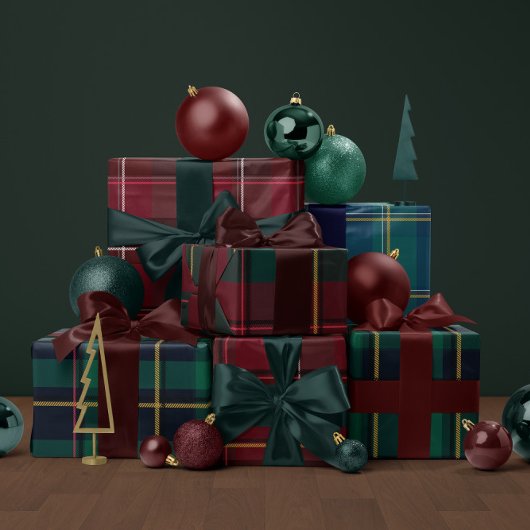 Christmas plaid classic holiday simple cadeaupapier