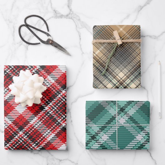 Christmas plaid coordinating inpakpapier vel (Voorkant)