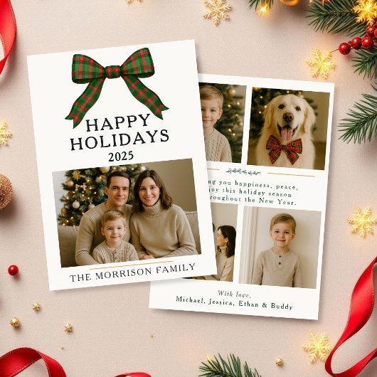 Christmas Plaid Coquette 5 Foto Vakantie Flat Kaar Kaart