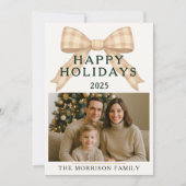 Christmas Plaid Coquette Foto Vakantie Flat Kaart (Voorkant)