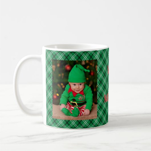 Christmas Plaid Custom Foto Kerst Vrolijke Mok (Links)
