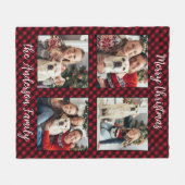 Christmas Plaid Familie Custom Modern 4 Afbeelding Fleece Deken (Voorkant (Horizontaal))