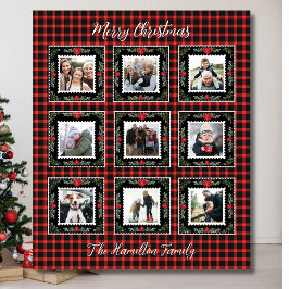 Christmas Plaid Familiefoto Fleece Deken
