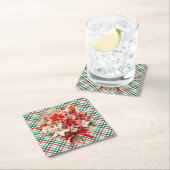 Christmas Plaid Floral Classic Holiday Pattern 6 Kartonnen Onderzetters (Insitu)