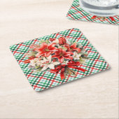 Christmas Plaid Floral Classic Holiday Pattern 6 Kartonnen Onderzetters (Schuin)