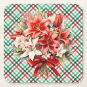 Christmas Plaid Floral Classic Holiday Pattern 6 Kartonnen Onderzetters (Voorkant)