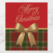 Christmas Plaid Food & Beverage Label Set Wijn Etiket (Enkel label)