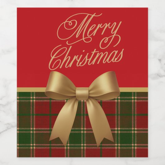 Christmas Plaid Food & Beverage Label Set  Wijn Etiket (Enkel label)