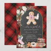 Christmas Plaid Gingerbread Baby shower Girl Kaart (Voorkant / Achterkant)