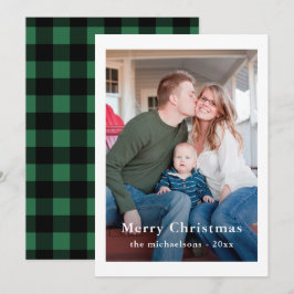 Christmas Plaid Green Buffalo Plaid Foto Feestdagenkaart