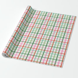 Christmas Plaid - Green & Pink Cadeaupapier