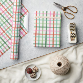 Christmas Plaid - Green & Pink Cadeaupapier