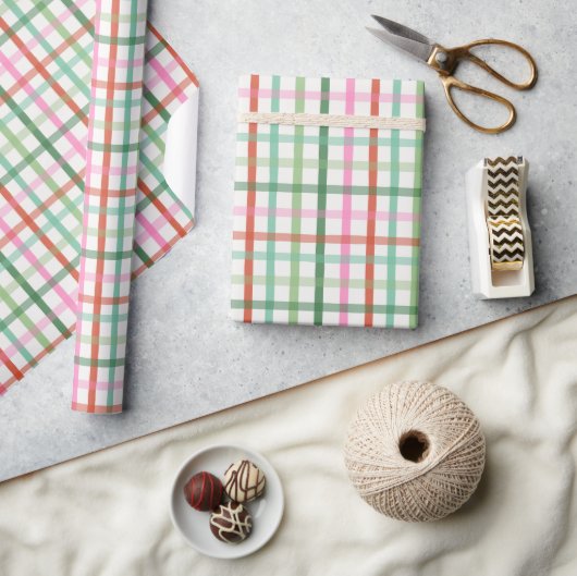 Christmas Plaid - Green & Pink Cadeaupapier (Crafts)