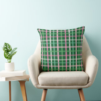 Christmas Plaid - Green Pink & White Kussen