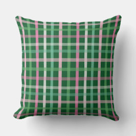 Christmas Plaid - Green Pink & White Kussen