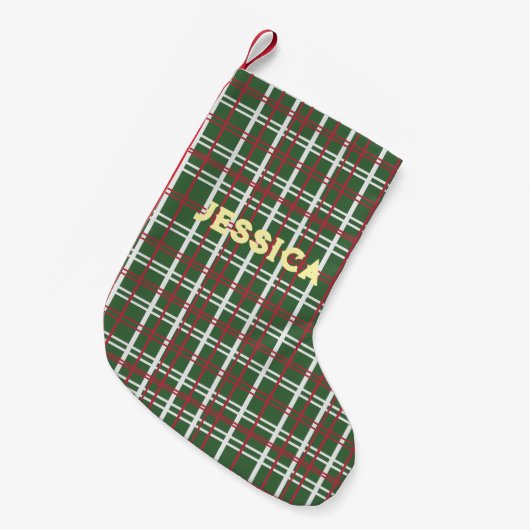 Christmas Plaid, Green, Red, White Kleine Kerstsok (Voorkant (Hangend))