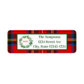 Christmas Plaid Handgeschilderde Krans NOEL Adres Etiket (Voorkant)