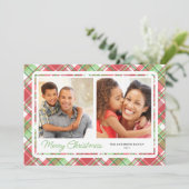 Christmas Plaid Horizontal 2 Foto Feestdagenkaart (Staand voorkant)