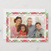 Christmas Plaid Horizontale Foto Platte Vakantie K Feestdagenkaart (Voorkant)