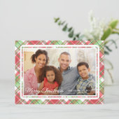 Christmas Plaid Horizontale Foto Platte Vakantie K Feestdagenkaart (Staand voorkant)
