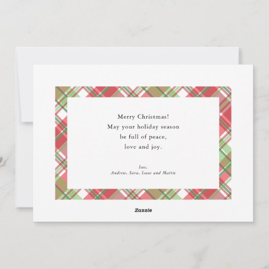 Christmas Plaid Horizontale Foto Platte Vakantie K Feestdagenkaart (Achterkant)