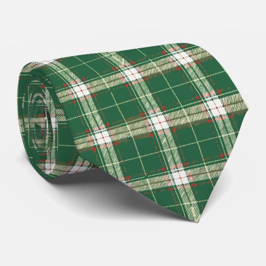 Christmas Plaid in Scottish Green with Tree Stropdas (Opgerold)