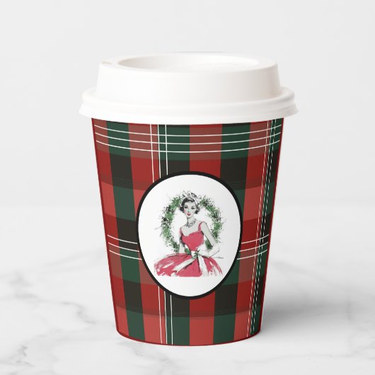 Christmas Plaid Paper Cup Papieren Bekers (Achterkant)