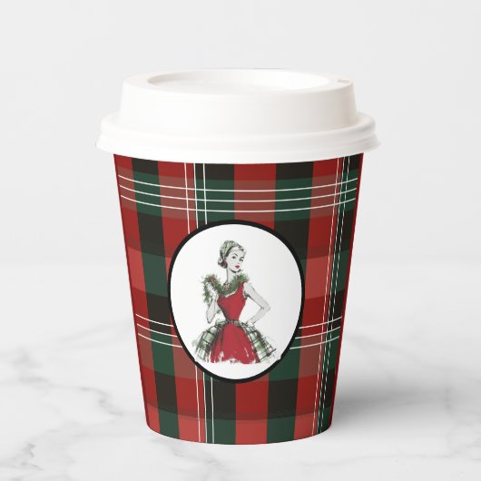Christmas Plaid Paper Cup  Papieren Bekers (Voorkant)