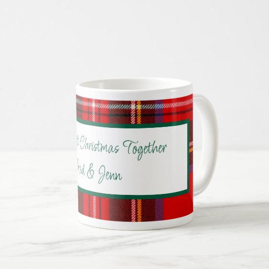 Christmas Plaid PERSONALISEREN Koffiemok (Voorkant rechts)