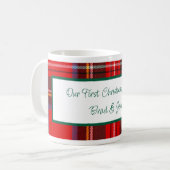 Christmas Plaid PERSONALISEREN Koffiemok (Voorkant links)