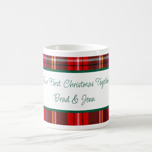 Christmas Plaid PERSONALISEREN Koffiemok (Center)