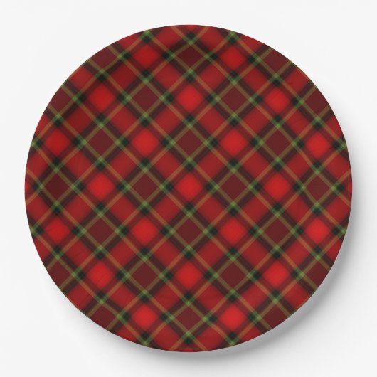 Christmas Plaid Plate Papieren Bordje (Voorkant)