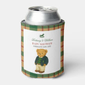 Christmas Plaid Preppy Bear Baby Shower  Blikjeskoeler (Blikje Voorkant)