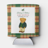 Christmas Plaid Preppy Bear Baby Shower Blikjeskoeler (Achterkant)