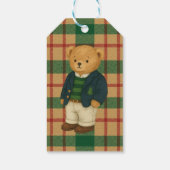 Christmas Plaid Preppy Bear Baby Shower Cadeaulabel (Achterkant)
