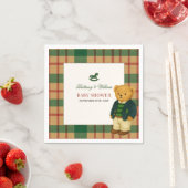 Christmas Plaid Preppy Bear Baby Shower  Servet (Insitu)