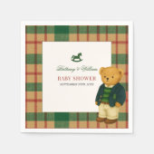Christmas Plaid Preppy Bear Baby Shower  Servet (Voorkant)