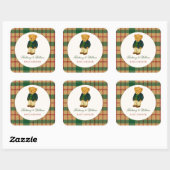 Christmas Plaid Preppy Bear Baby Shower  Vierkante Sticker (Vel)