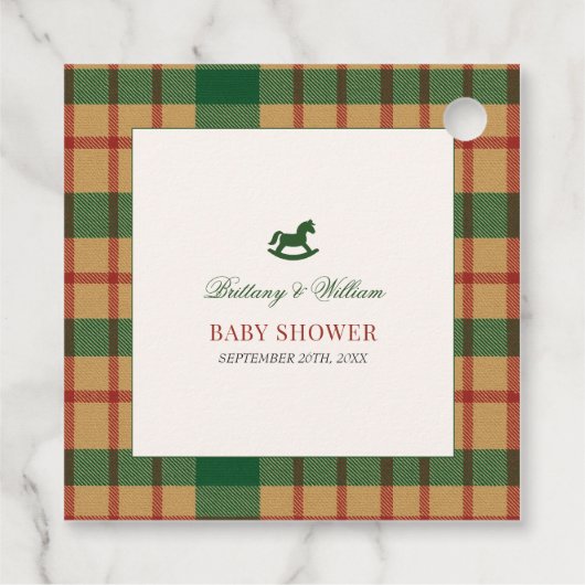 Christmas Plaid Preppy Beer Baby shower Bedankjes Labels (Achterkant)