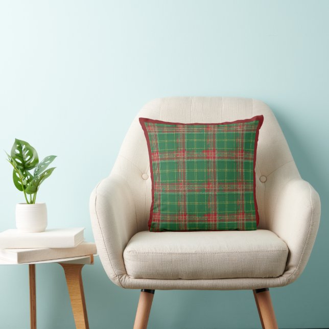 Christmas Plaid Ragged Red Green Kussen (Stoel)