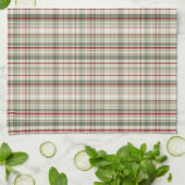 Christmas Plaid - rustic green red ivory Theedoek (Gevouwen)