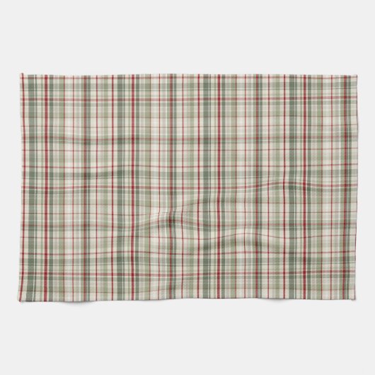 Christmas Plaid - rustic green red ivory Theedoek (Horizontaal)