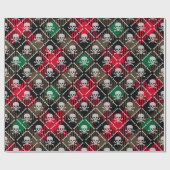 Christmas Plaid Schedel en Botten Cadeaupapier (Vlak)
