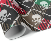 Christmas Plaid Schedel en Botten Cadeaupapier (Rol Hoek)