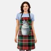 Christmas Plaid Schort w Christmas Cupcake Design (Gedragen)