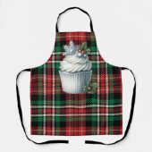 Christmas Plaid Schort w Christmas Cupcake Design (Voorkant)