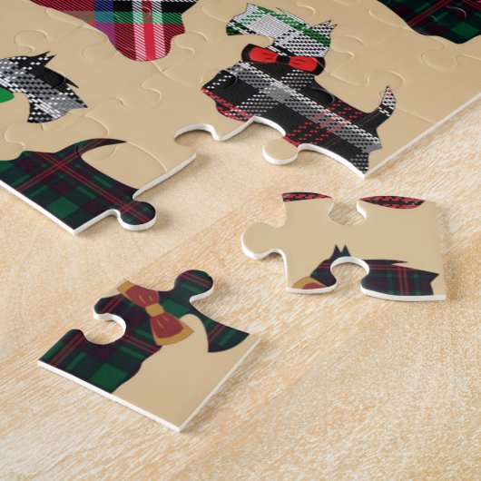 Christmas Plaid Scottish Terrier Dogs Legpuzzel (Zijkant)