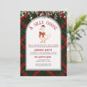 Christmas Plaid Silly Goose Baby Shower Kaart (Staand voorkant)