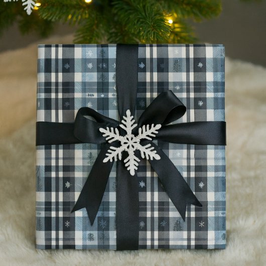 Christmas Plaid Snowflake & Tree Cadeaupapier